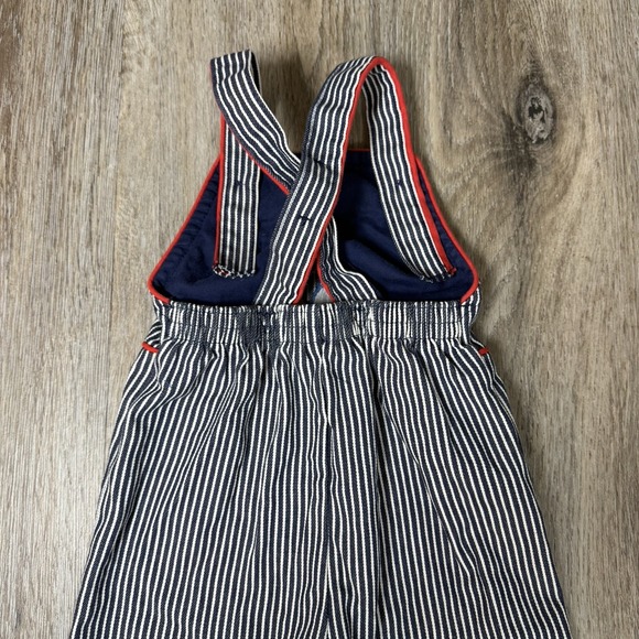 Vintage Health Tex Overalls Kids 12 Mo Train Blue Striped Golden Puppy 80s USA - Picture 10 of 11